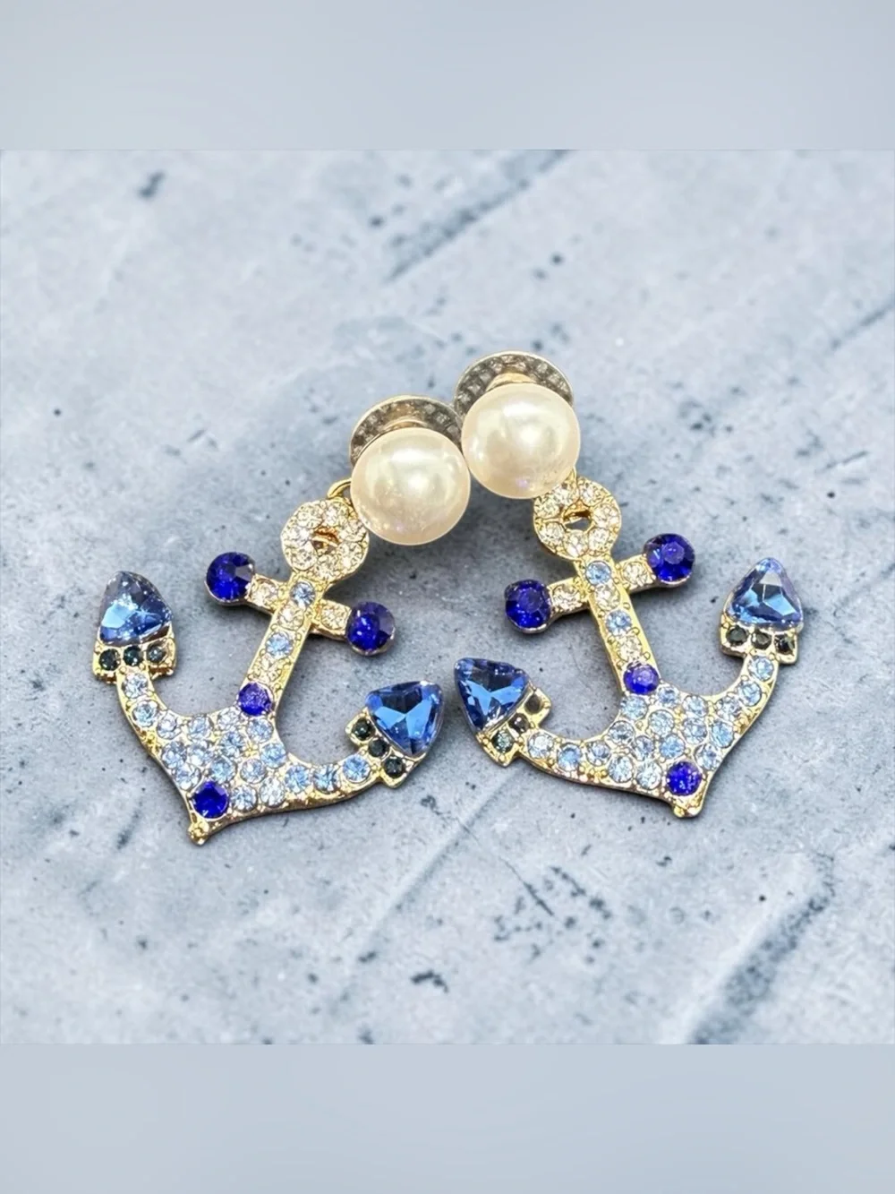 🏷️‼️5/$25🏷️‼️⚓️Nautical Anchor Faux Pearl Drop Earrings/NWOT⚓️